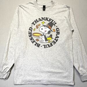 AIRWAVES Men's Peanuts Thankful Grateful Blessed Long Sleeve T-shirt medium $33